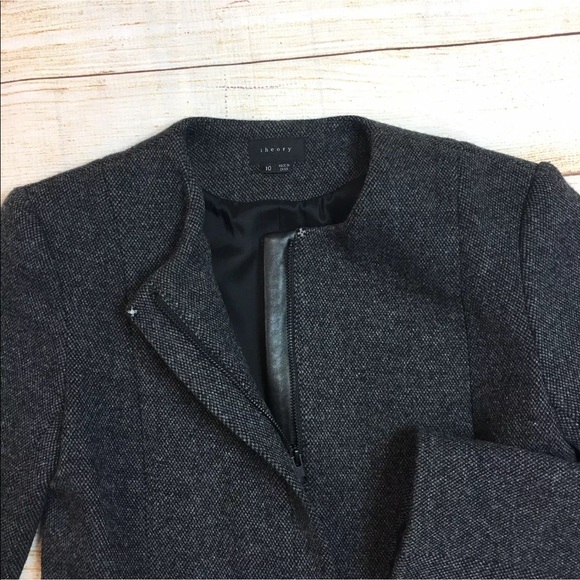 Theory Hilde wool & leather jacket 10 like new - Picture 3 of 8